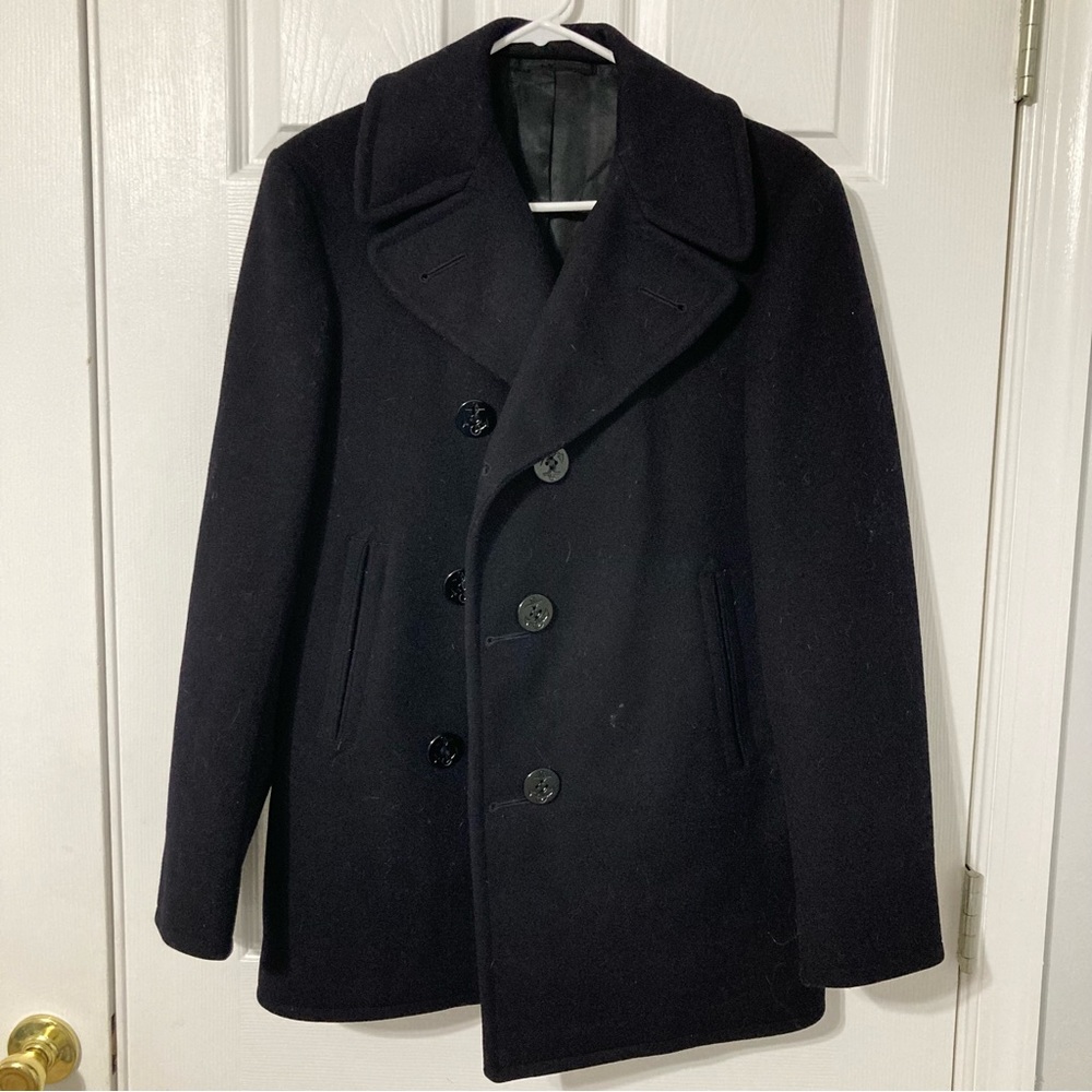 US Navy issued vintage 1950s/60s black heavy pea coat wool men’s size 34